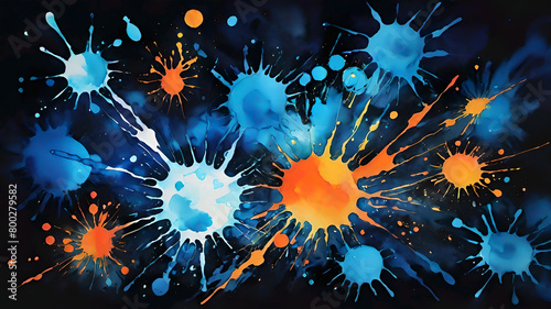  Watercolor paint splash, blotch background with bleed wash and bloom. Blobs of paint, nostalgic watercolor paper texture. Beautiful trendy  impressionist background. 