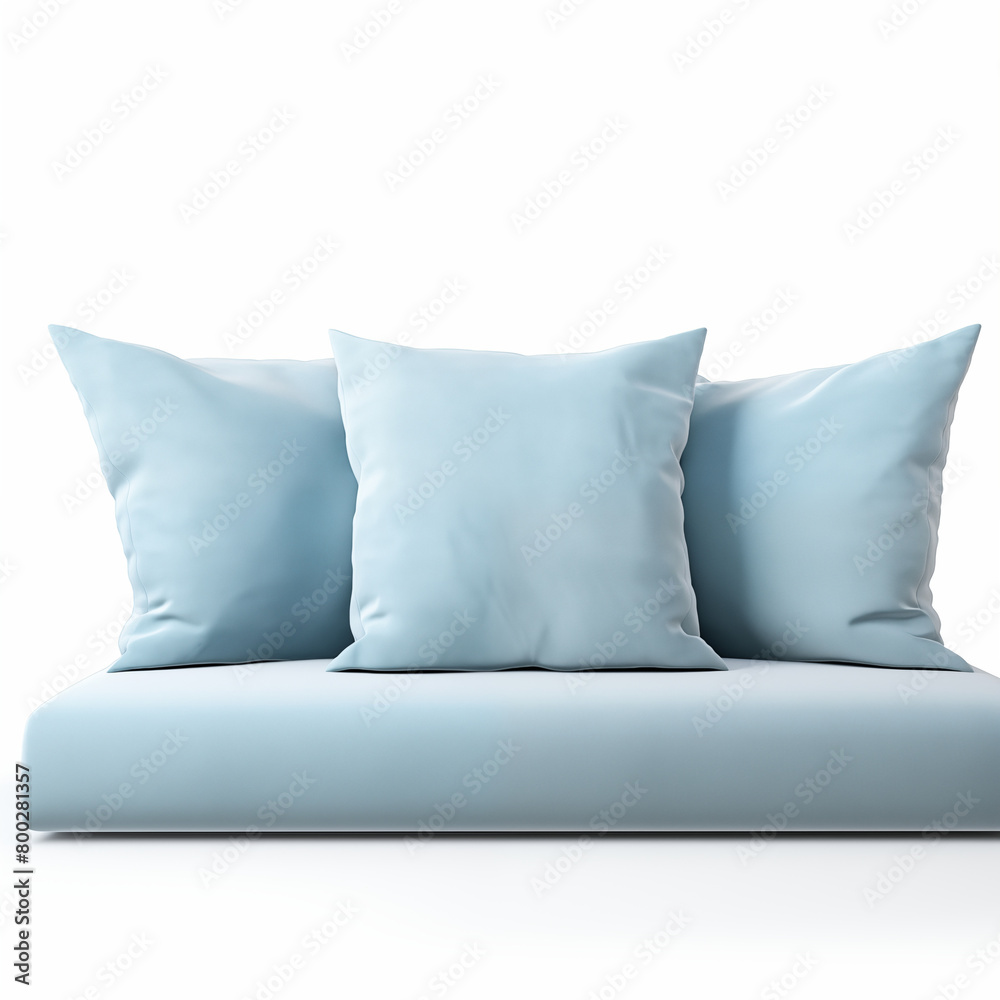 Three blue throw pillows on a white background Three blue throw pillows on a white background