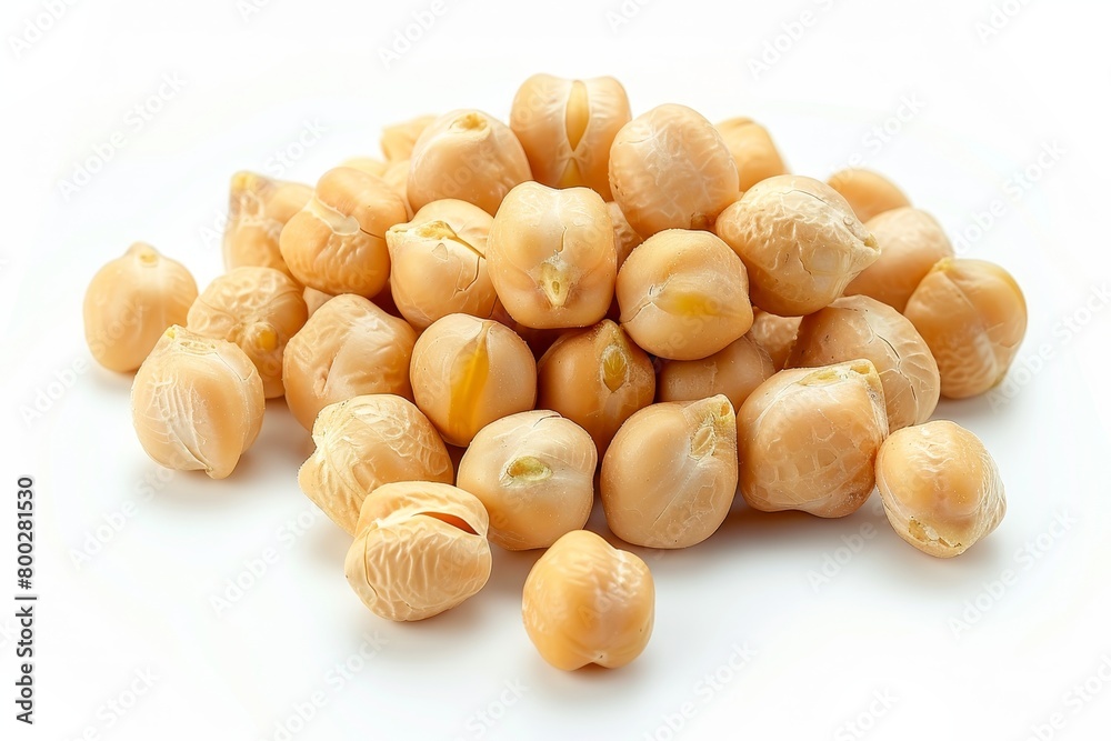 Raw chickpea on white background overhead view Raw chickpea on white background overhead view