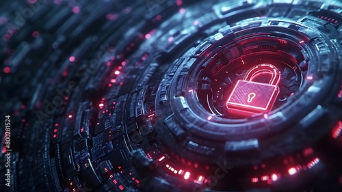 Lock Icon Embadded on a Motherboard. A Concept of 2FA and Cybersecurity. Ultrawide Banner photo