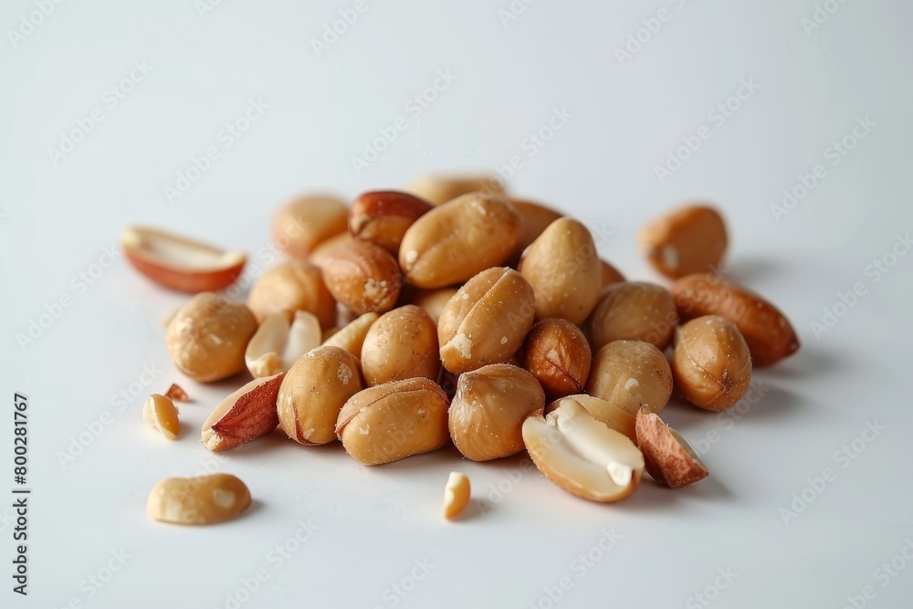 Raw peanuts on white background a nutritious snack Raw peanuts on white background a nutritious snack