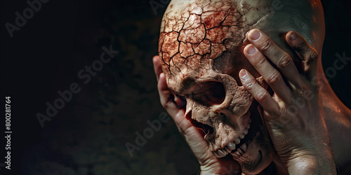Cracked Skull: The Head Trauma and Swelling - A person with a head injury, showing signs of swelling or bruising on the head. They may be holding their head and appear dazed