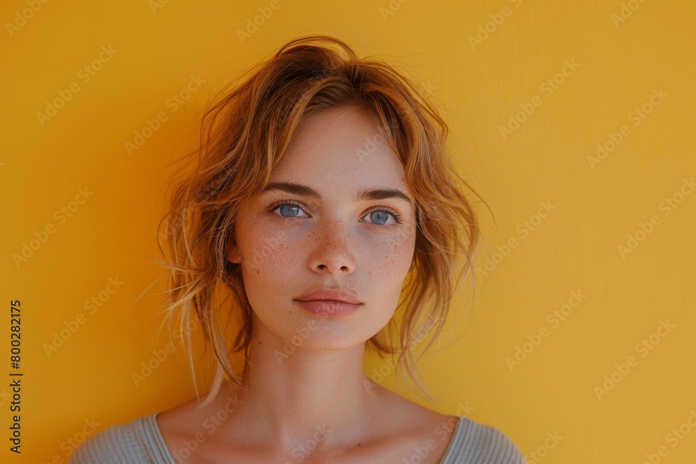 Curious Person in Studio yellow background