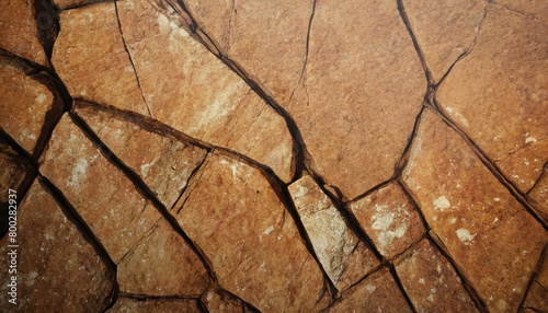 Surface of a large brown stone with cracks . photo