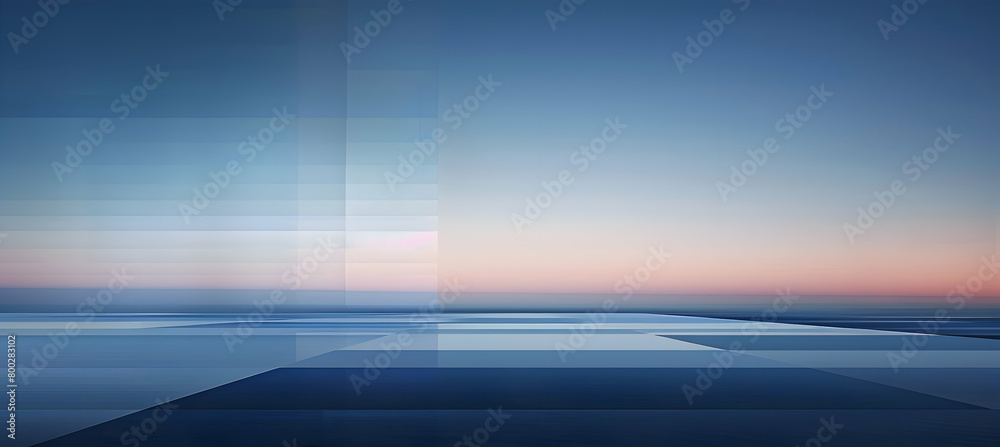 A realistic high-definition image of a contemporary design with large, flat rectangles in a gradient from light to deep cool blues, evoking the feel of a serene twilight sky A realistic high-definition image of a contemporary design with large, flat rectangles in a gradient from light to deep cool blues, evoking the feel of a serene twilight sky