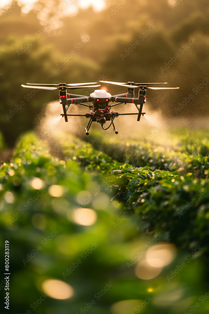 Agriculture drone fertilizing a field Agriculture drone fertilizing a field