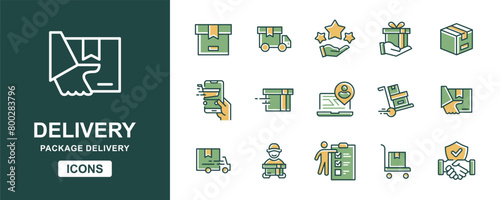 shipping package delivery icon vector set courier cargo shipment service transport express signs illustration