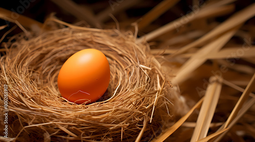An egg in an empty nest symbolizes the first step in starting a family photo