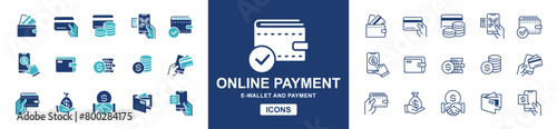 cashless wallet online payment icon vector set pos online shopping e-wallet money transfer signs illustration photo