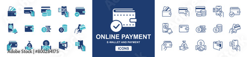 cashless wallet online payment icon vector set pos online shopping e-wallet money transfer signs illustration