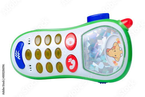 toy mobile phone for child on white background isolation