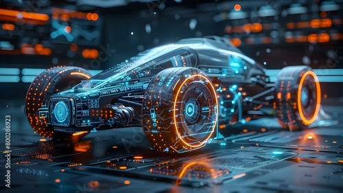 Futuristic 3D vehicle design with a HUD interface for immersive experience. Concept Futuristic Design, 3D Vehicle, HUD Interface, Immersive Experience