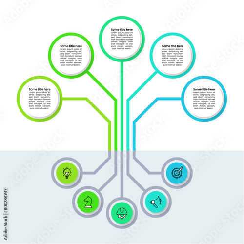 Infographic template. Abstract tree with roots and 5 steps