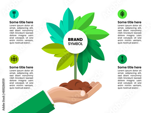 Infographic template. Abstract plant with 4 steps