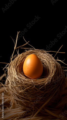 An egg in an empty nest symbolizes the first step in starting a family