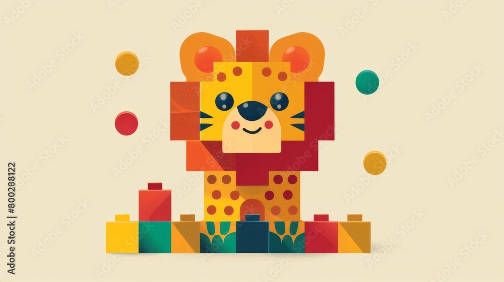 Fototapeta premium happy animal flat vector generative ai
