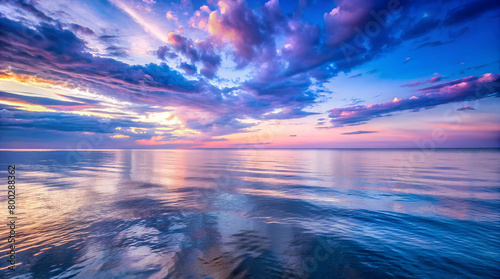 A tranquil sea mirrors the ethereal lilac hues of sunset. Perfect for calming spa environments, meditation apps, peaceful interior decor, or as serene cover art for mindfulness and relaxation music.