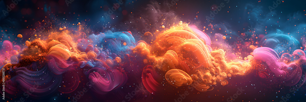 © mandu77 - This image displays a dynamic and flowing wave of colorful spheres and swirls, creating a sense of motion and energy in a harmonious, abstract scene