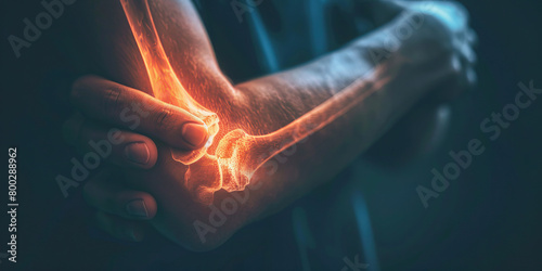 Ulna Fracture: The Elbow Pain and Limited Flexibility - A person holding their elbow with a grimace, indicating the pain and limited range of motion of an ulna fracture photo