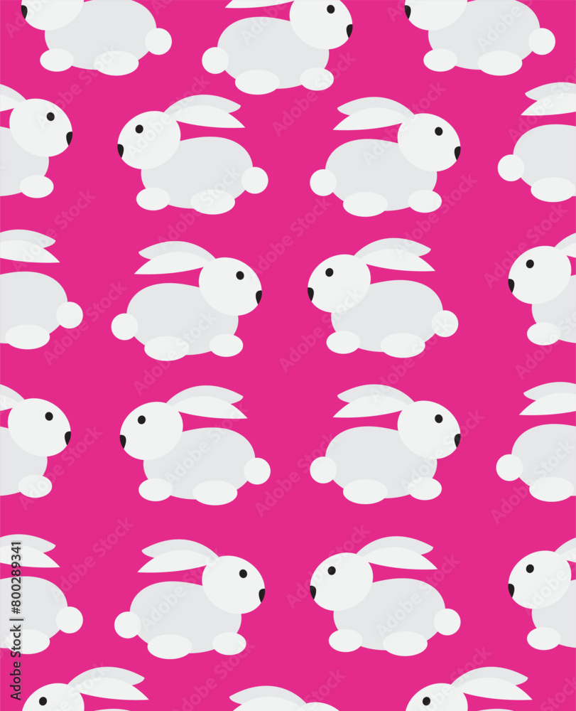 Fototapeta premium Pattern cute bunny on pink background.