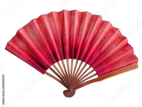 Oriental paper fan isolated on white transparent  PNG
