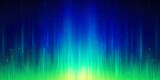 The vertical lines, glowing in shades of blue and green, give the impression of an aurora borealis in a starry sky. Background concept with copy space.AI generated.