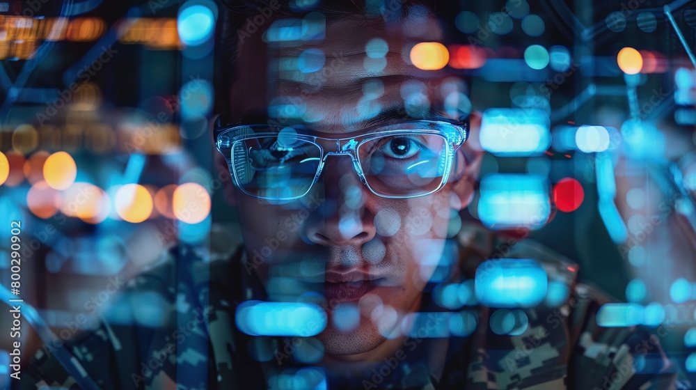 A cyber warfare specialist tracks digital threats, the frontline of defense in the invisible battlefield of data