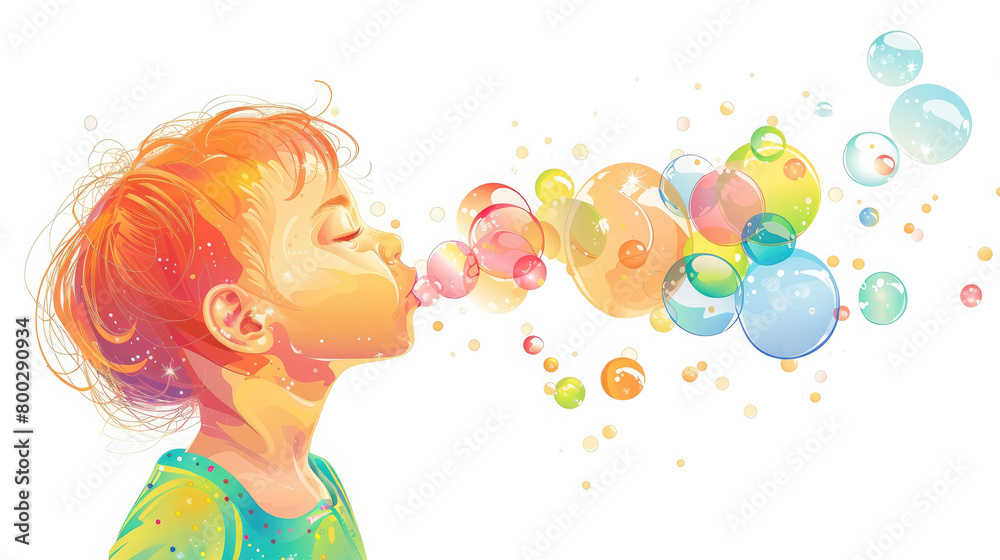 small child blowing soap bubbles on a white background, illustration, profile, kid, baby, colorful, balls, childhood, holiday, boy, girl, toddler, drawing small child blowing soap bubbles on a white background, illustration, profile, kid, baby, colorful, balls, childhood, holiday, boy, girl, toddler, drawing