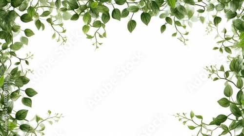 Frame of branches and leaves  creeper  nature  border  decoration  design  white background box  1 