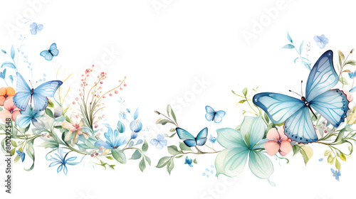 Wallpaper Mural Digital vintage watercolor butterflies and flowers abstract graphic poster web page PPT background Torontodigital.ca