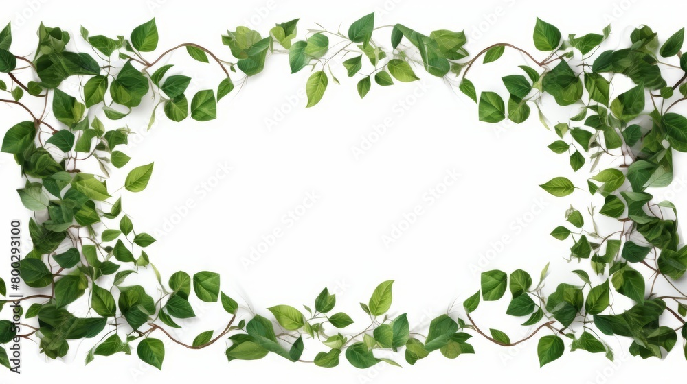 Frame of branches and leaves, creeper, nature, border, decoration, design, white background box (1)