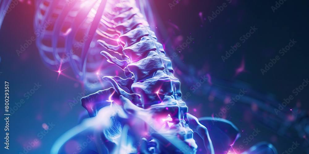 Facet Joint Fracture: The Back Pain and Spinal Instability - Picture a person with a highlighted spine, indicating pain and instability in the facet joints