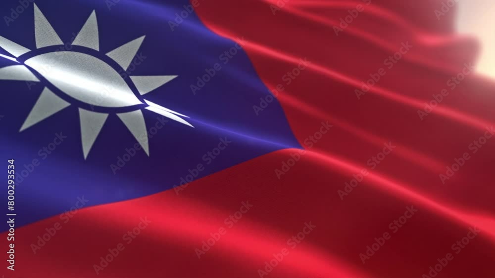 National Symbol Of Taiwan Fluttering In Wind On Flagpole. Country ...