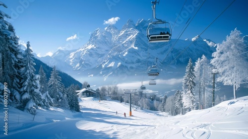 Germany, Fellhorn Kanzelwand ski resort generative ai photo