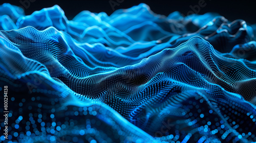 Fototapeta Naklejka Na Ścianę i Meble -  Scientific abstraction with futuristic textured tissue waves. Tech background with close-up wave bio texture.