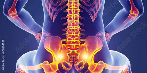 Coccyx Fracture: The Tailbone Pain and Discomfort - Imagine a person sitting uncomfortably, with a highlighted coccyx area, indicating pain and tenderness in the tailbone photo