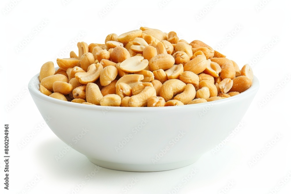 Salted peanuts in a white bowl Salted peanuts in a white bowl