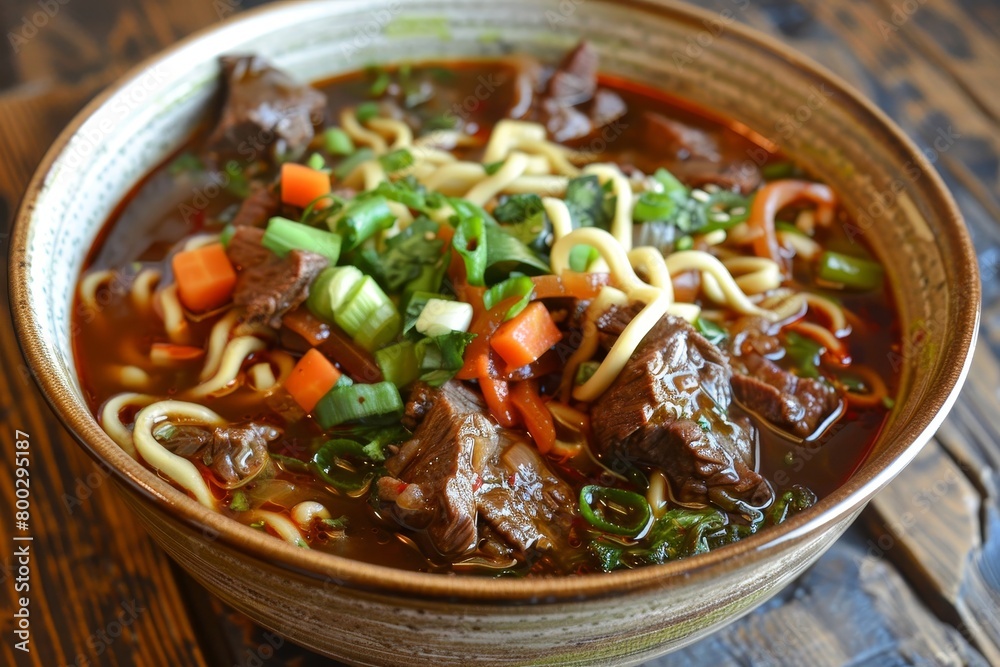 Savory beef soup with Asian influence and vegetables Savory beef soup with Asian influence and vegetables