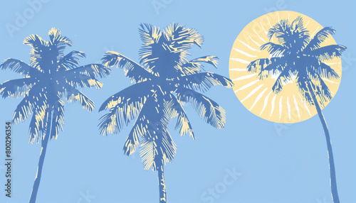 Palm trees on blue sky