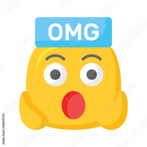 Oh My God expression emoji vector design, editable vector