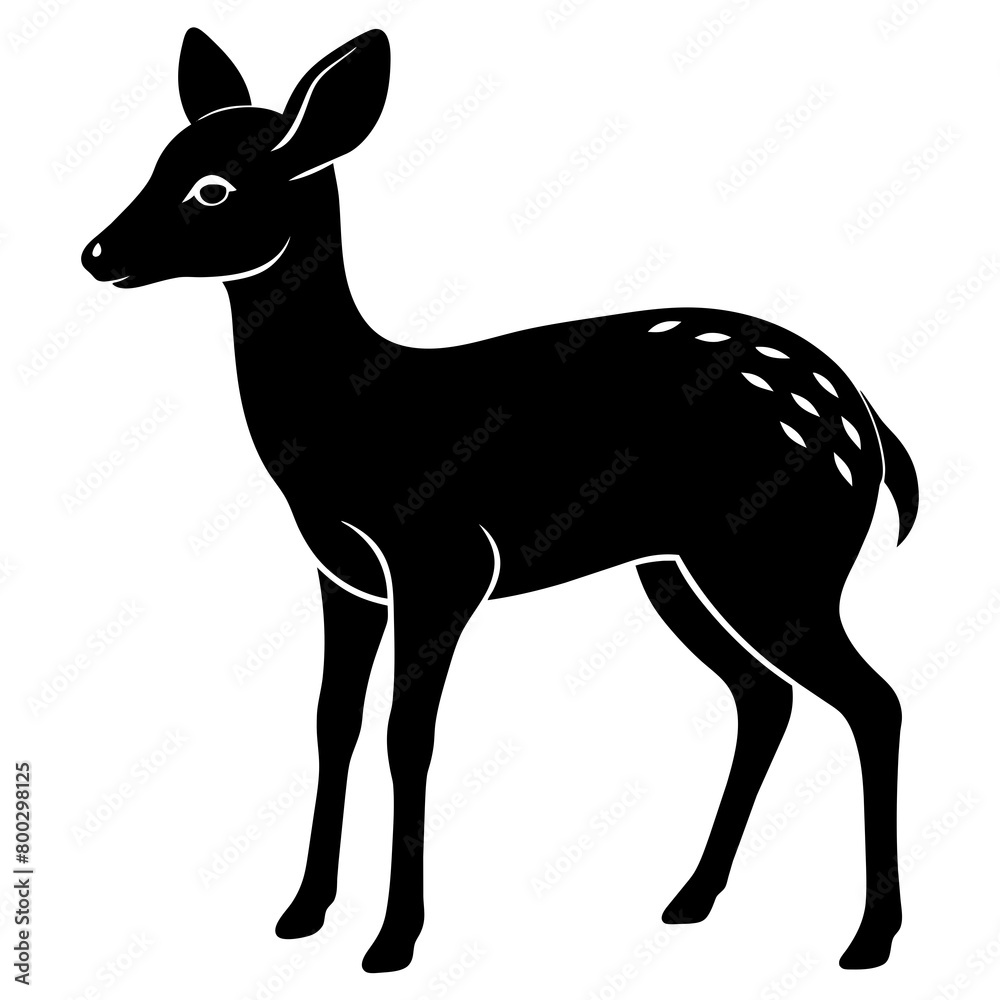 Fototapeta premium Graceful Chinese Water Deer Silhouette: Captivating Wildlife Artistry