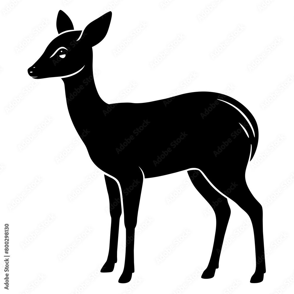 Fototapeta premium Graceful Chinese Water Deer Silhouette: Captivating Wildlife Artistry