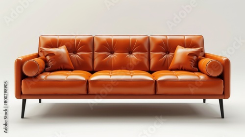 Leather Sofa Modern: A 3D vector illustration of a modern leather sofa photo