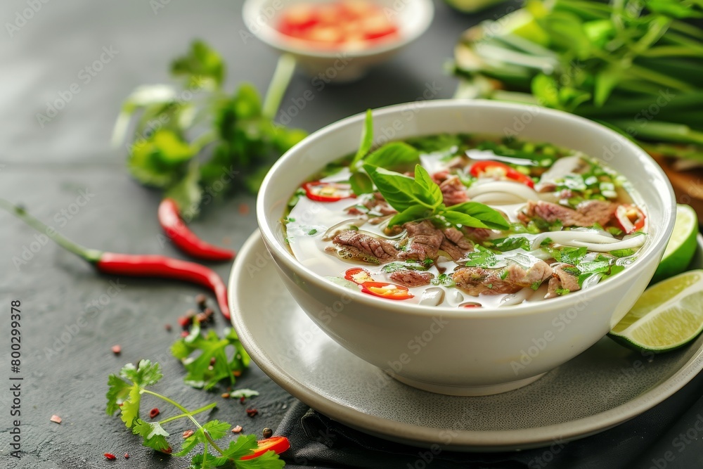Vietnamese soup with beef a popular dish in Asian cuisine Vietnamese soup with beef a popular dish in Asian cuisine