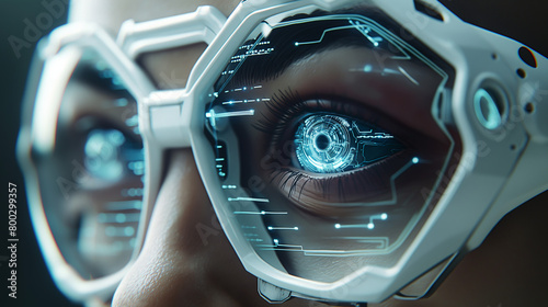 The image shows the power and intensity of the eyes. ,The future of improved human vision, cyber technology.