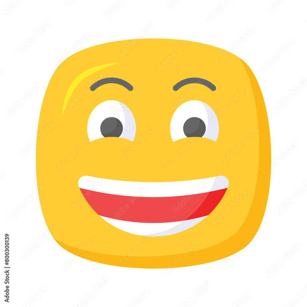 Fototapeta premium Enthusiastic emoji icon, happy face vector design
