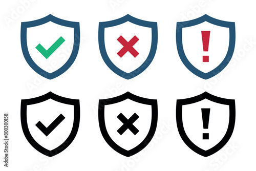 Check Cross And Error Shields Thick Outlines
