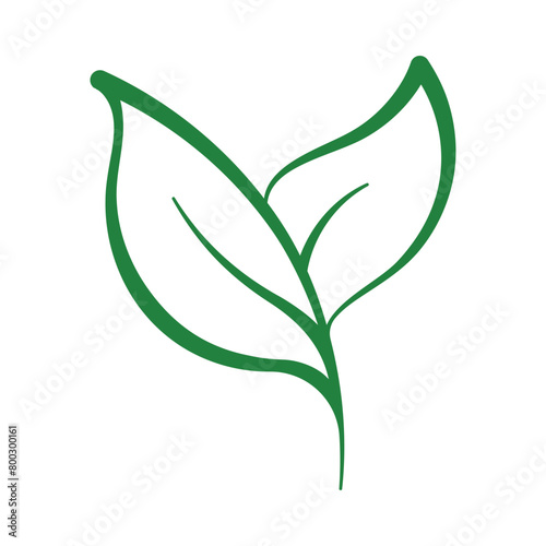 Calligraphy Monoline Green Leaves