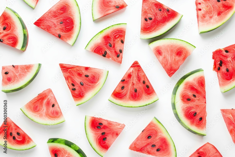 Watermelon slices on white background Top view Watermelon slices on white background Top view