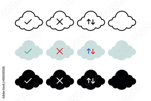Clouds Set Outline Flat Glyph Styles